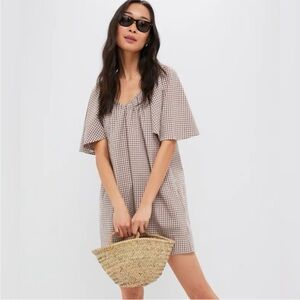 Tuckernuck X Studio McGee Mocha Cotton Finn Gingham Dress NWT Medium